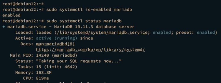 comprobar mariadb