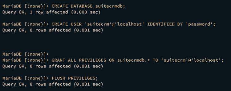 crear base de datos y usuario