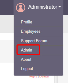 Opción Menú Admin de SuiteCRM