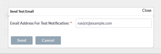 Mensaje emergente de prueba de SuiteCRM