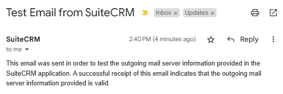 Email de prueba de SuiteCRM