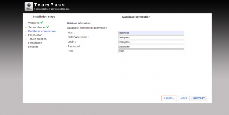 Configuración de la base de datos
