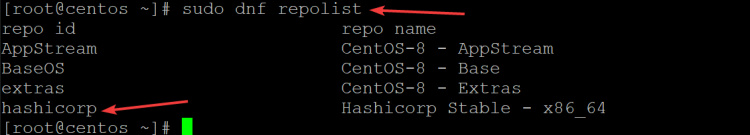 comprueba si el repositorio hashicorp se ha añadido correctamente.