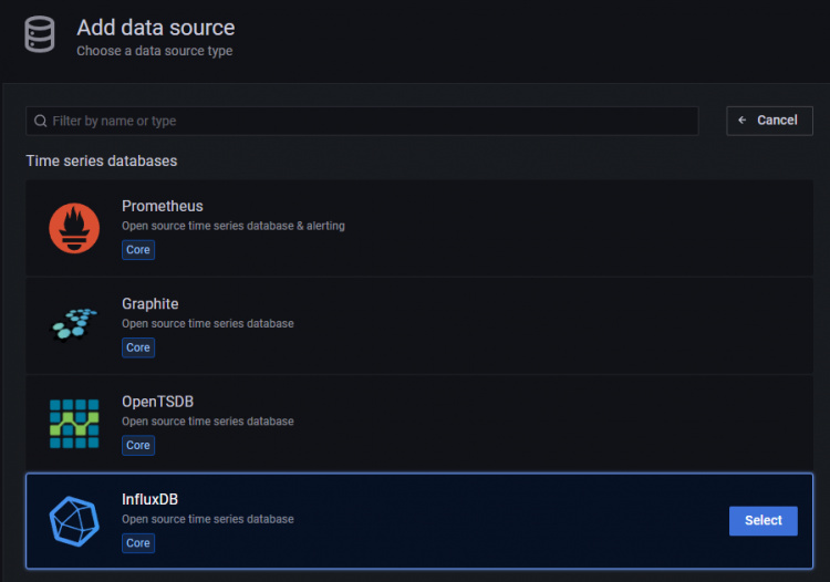 Añadir fuente de datos en Grafana