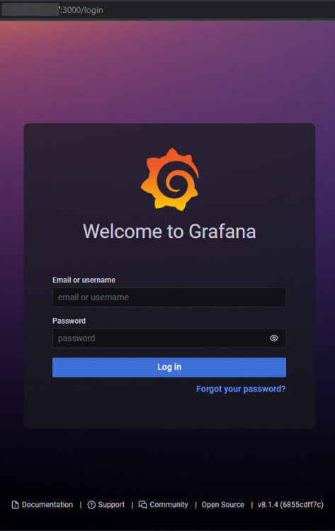Página de inicio de sesión de Grafana