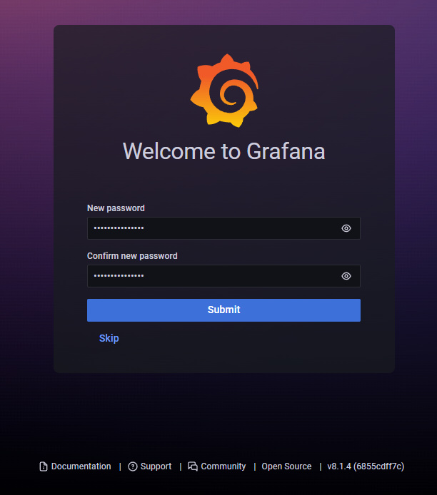 Grafana Nueva contraseña