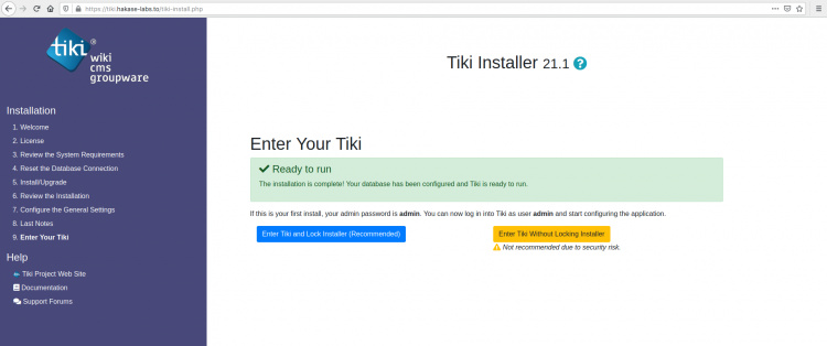 Instalador de TikiWiki Completado