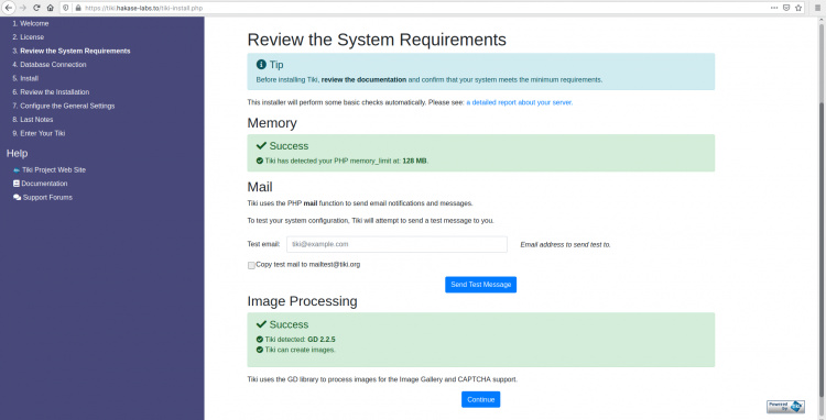 Comprobación de requisitos del sistema TikiWiki