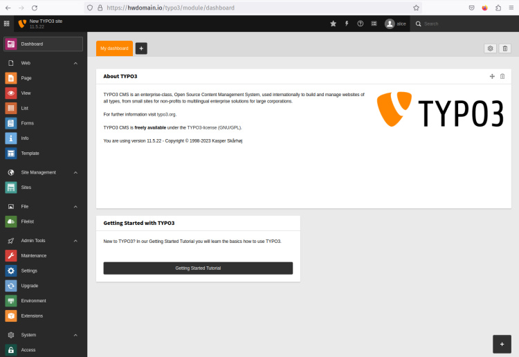 salpicadero typo3 cms