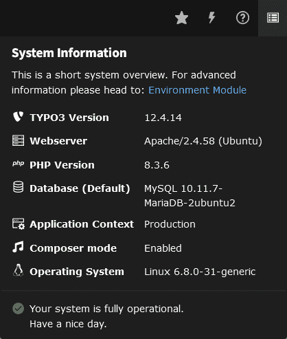 información del sistema