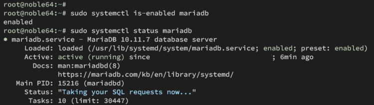 comprobar mariadb
