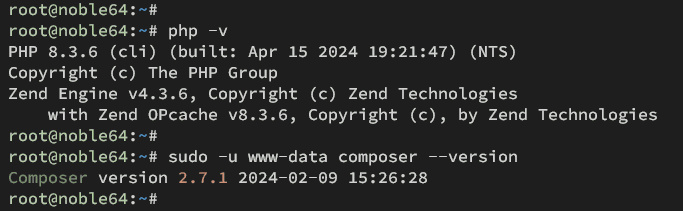 comprueba php y composer