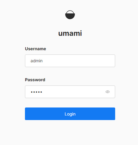 Página de inicio de sesión de Umami