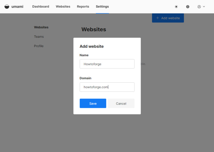 Página web de Umami Add
