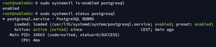 comprobar postgresql