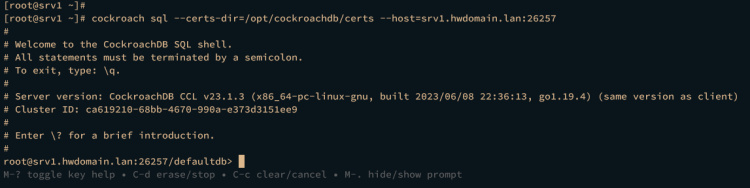 conexión al servidor cockroachdb