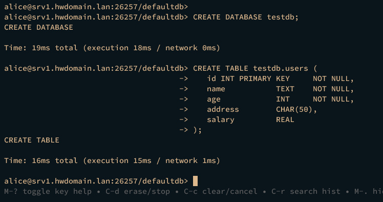 crear base de datos y tabla