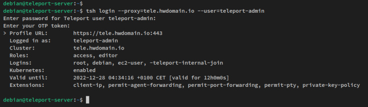 inicio de sesión mediante cli