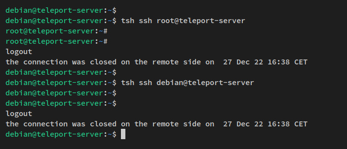 ssh vía teleport