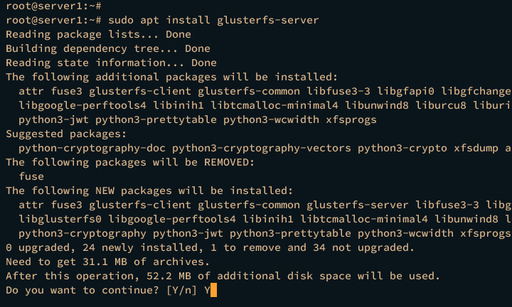 instalar servidor glusterfs