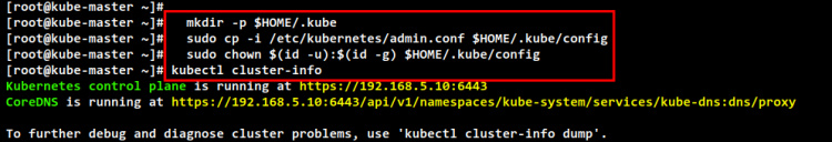 configura las credenciales de administrador y comprueba la información del clúster