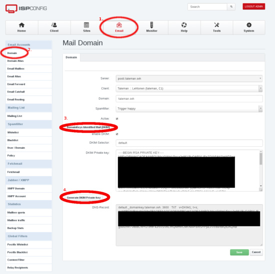 Crear dominio de correo en ISPConfig