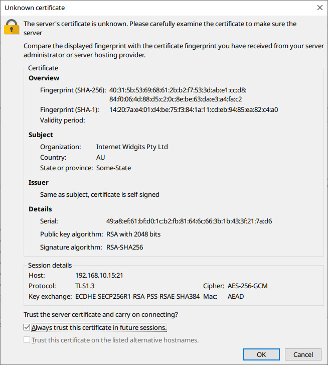 aceptar certificados