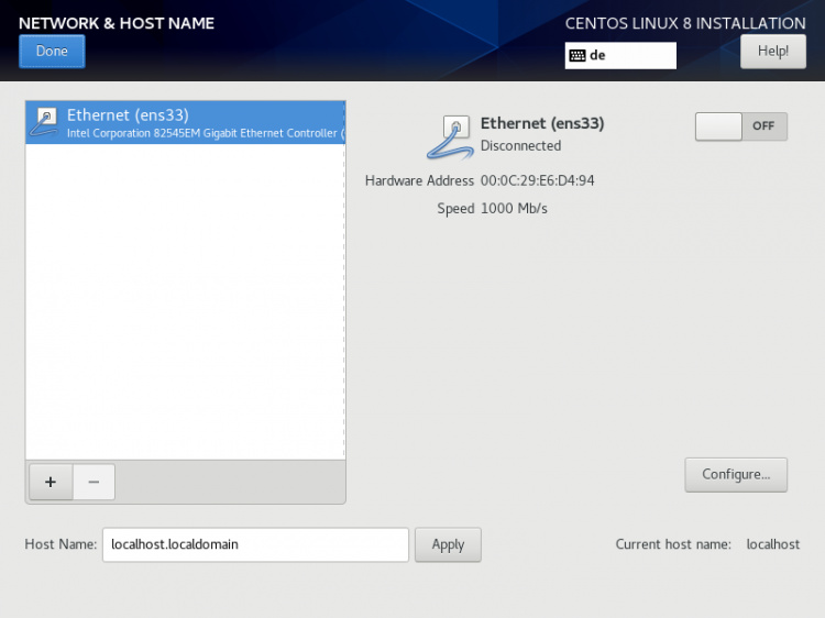 Establece el nombre de host