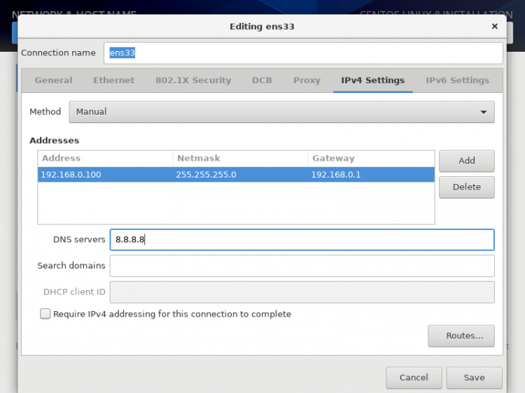 Configura los detalles del IPv4
