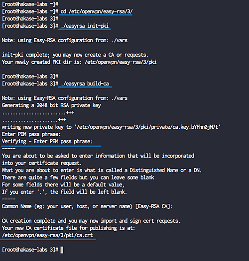 Inicialización y construcción CA