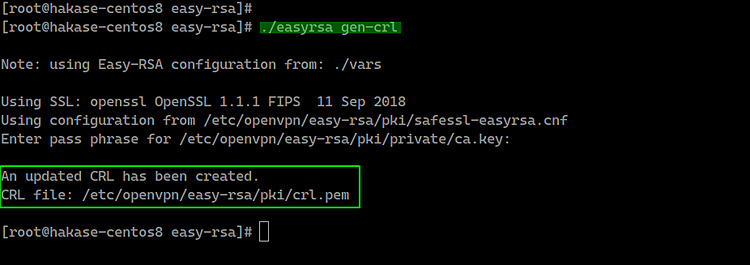 Generar la clave CRL