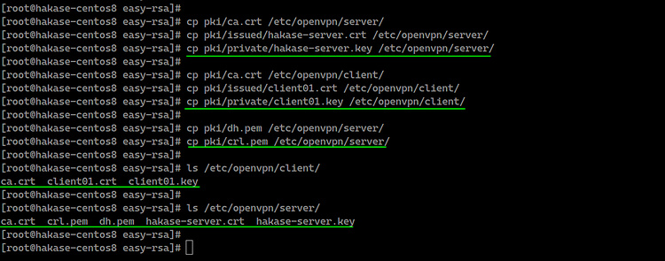 Copiar archivos de certificados