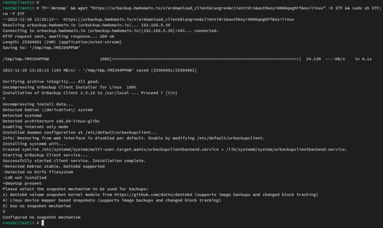 instalar cliente urbackup