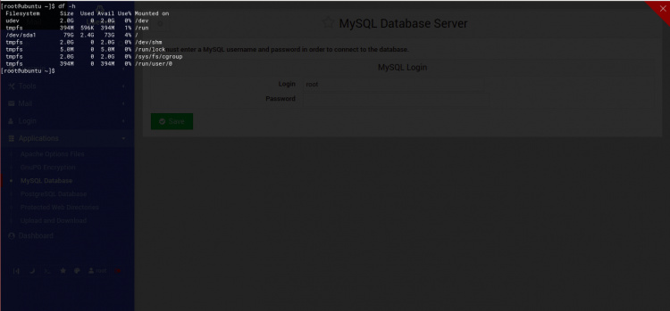 Terminal de línea de comandos Usermin