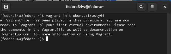 inicializar el directorio actual para un entorno vagrant