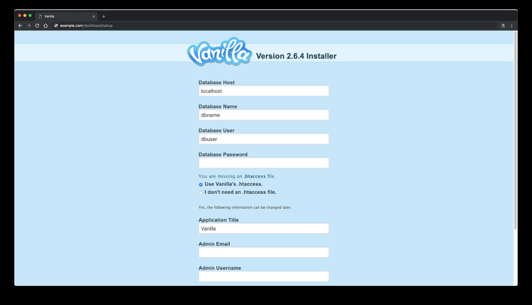 Instalador del Foro Vanilla