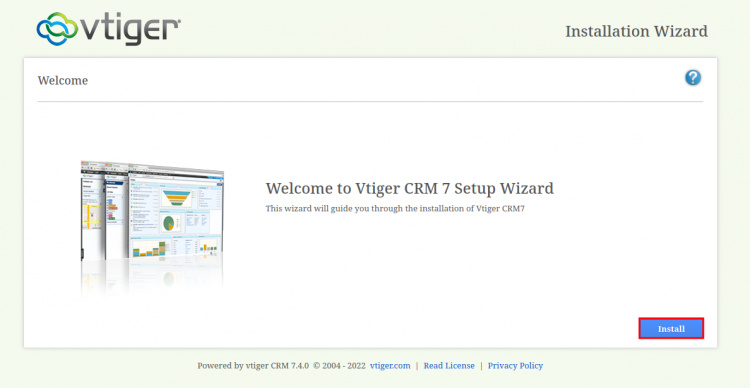 iniciar la instalación de vtiger crm