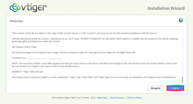 acuerdo de licencia de vtiger