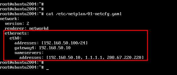 configurar dirección ip estática netplan
