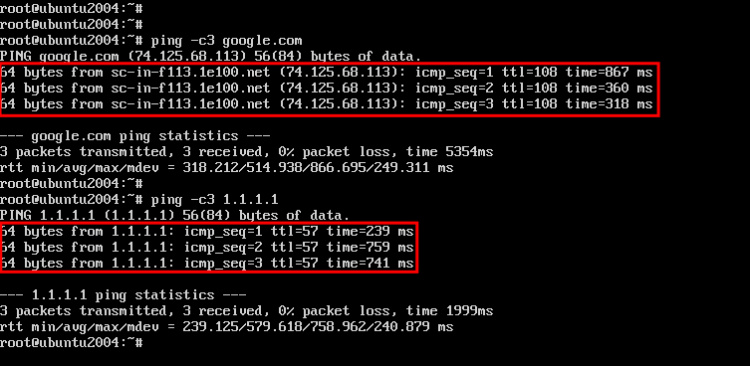 ping a internet