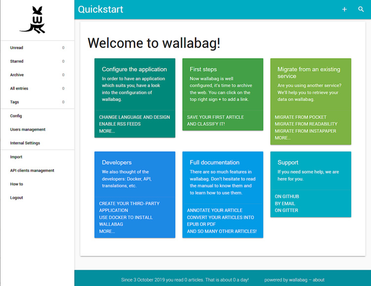 Salpicadero Wallabag