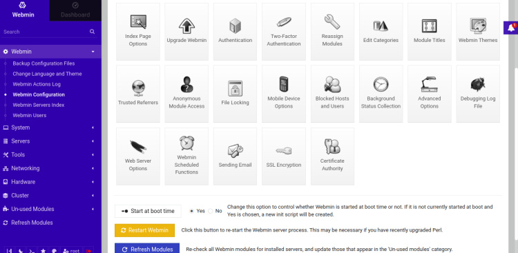 Configuración de Webmin