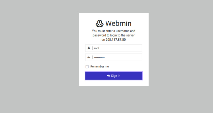 Accede a Webmin