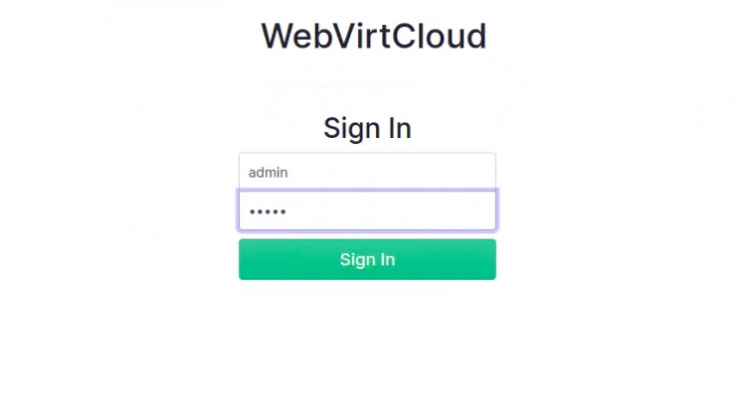Inicio de sesión de WebVirtCloud