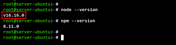 comprobar la versión del nodo