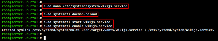 configurar el servicio wikijs systemd