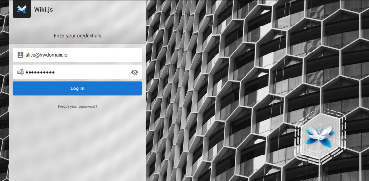 Página de inicio de sesión Wiki.js