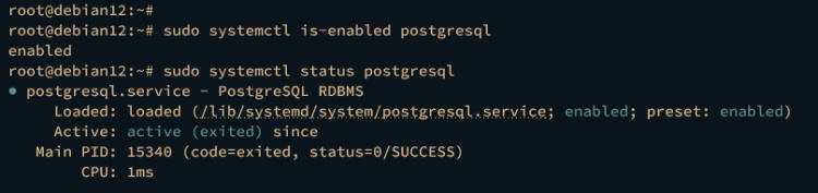 comprobación del servidor postgresql