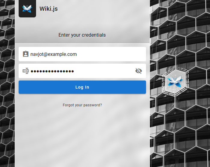 Página de inicio de sesión Wiki.js