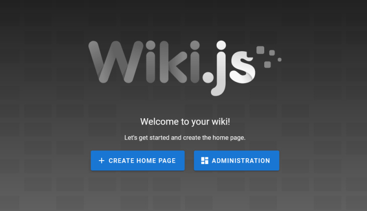 Página de administración de Wiki.js
